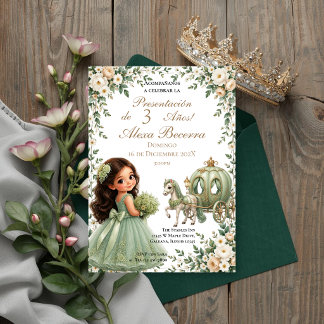 Jade groene prinses 3e verjaardag presentatie kaart