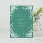 Jade Groene Serene Botanische Bruiloft Kaart (Staand voorkant)