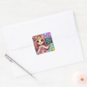 JADE ~ HAPPY EASTER ~ Bloemen~ Vierkante Sticker (Envelop)