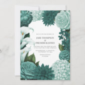 Jade Haze, Alpine Teal & Snow Mint Bloemige Trouwd Kaart (Voorkant)