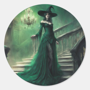 Jade heks in gotische herenhuis romance Halloween Ronde Sticker