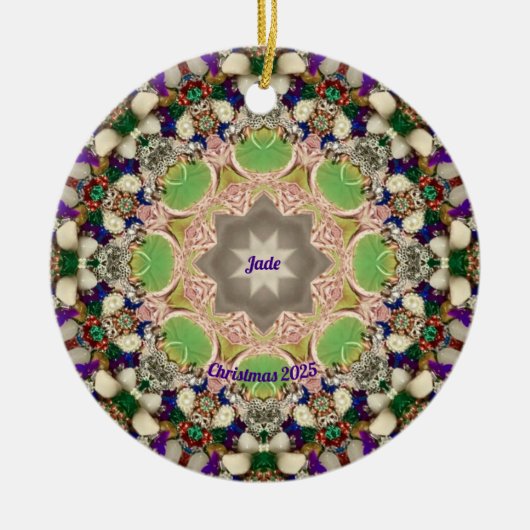 JADE ~ KERST Paarse Blauw Groen 2025 Keramisch Ornament (Voorkant)