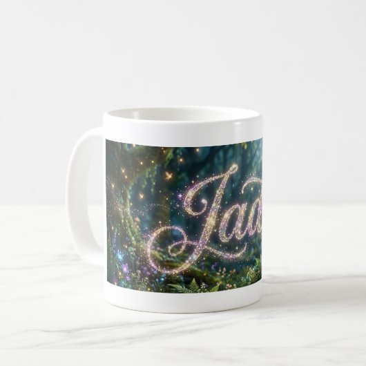 Jade kosmische bloemen koffiemok (Voorkant links)