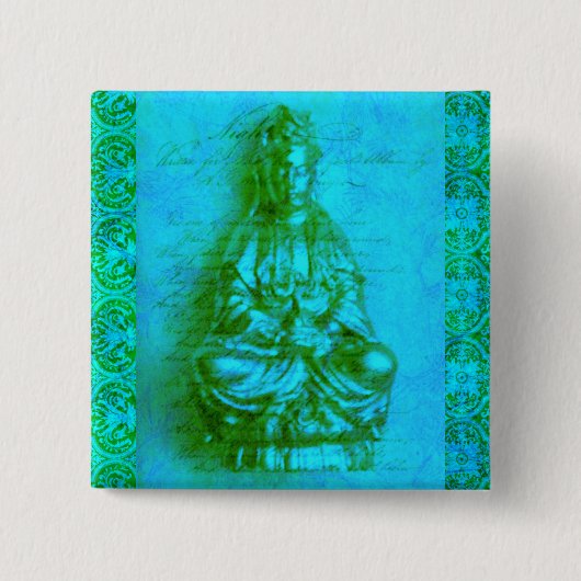 Jade Kwan Yin Vierkante Button 5,1 Cm (Voorkant)