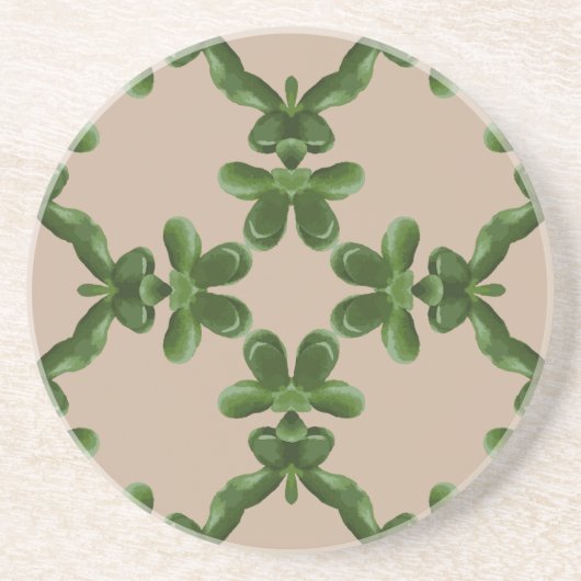 Jade Lattice in Beige Zandsteen Onderzetter (Voorkant)