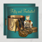 Jade Leopard Gold Vrouwen 50ste verjaardag Kaart (Voorkant / Achterkant)