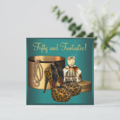 Jade Leopard Gold Vrouwen 50ste verjaardag Kaart (Staand voorkant)