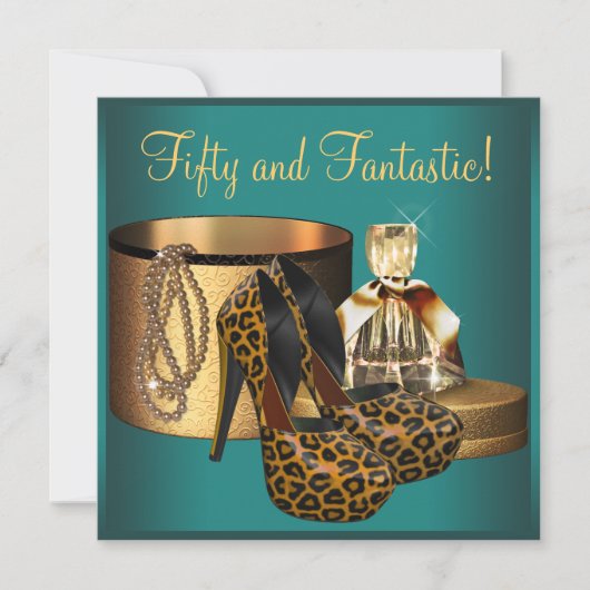 Jade Leopard Gold Vrouwen 50ste verjaardag Kaart (Voorkant)