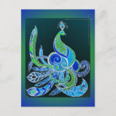 Jade Majesty Elegante Groene en blauwe pauw Briefkaart (Voorkant)