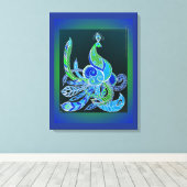 Jade Majesty Elegante Groene en blauwe pauw Canvas Afdruk (Insitu (Houten vloer))