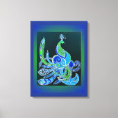 Jade Majesty Elegante Groene en blauwe pauw Canvas Afdruk (Voorkant)