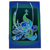 Jade Majesty Elegante Groene en blauwe pauw Medium Cadeauzakje (Voorkant)