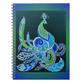 Jade Majesty Elegante Groene en blauwe pauw Notitieboek (Voorkant)