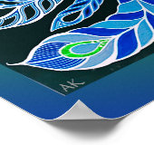 Jade Majesty Elegante Groene en blauwe pauw Poster (Hoek)