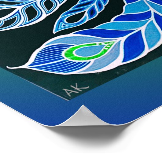 Jade Majesty Elegante Groene en blauwe pauw Poster (Hoek)