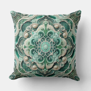 Jade Mandala Patroon: Verse Gradient Mozaïek Kussen