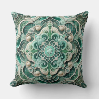 Jade Mandala Patroon: Verse Gradient Mozaïek Kussen