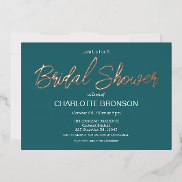 Jade Minimalistische Script Bruidsdouche Roze Goud Folie Uitnodiging