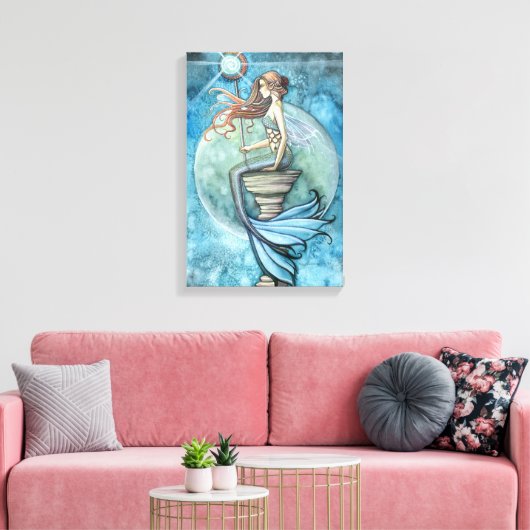 Jade Moon Zeemeermin Fantasie Kunst Verpakt Canvas (Insitu (Woonkamer))