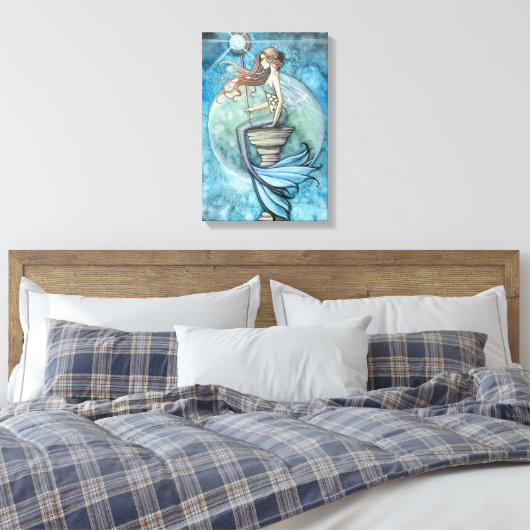 Jade Moon Zeemeermin Fantasie Kunst Verpakt Canvas (Insitu (Slaapkamer))