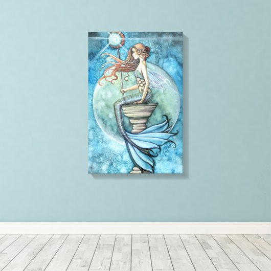 Jade Moon Zeemeermin Fantasie Kunst Verpakt Canvas (Insitu (Houten vloer))