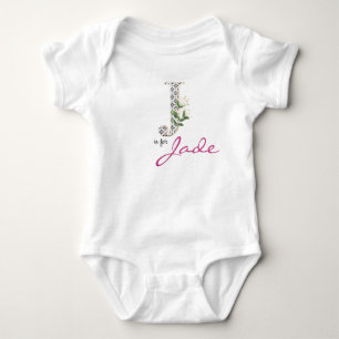 Jade Name onthult Floral Letter J Girl Whimsical Romper