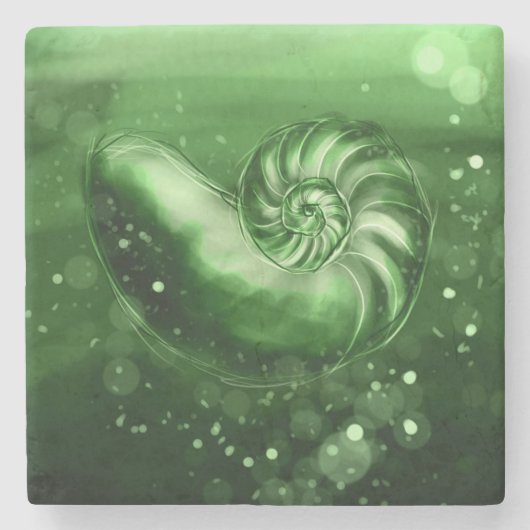 Jade Nautilus Shell Art Onderzetter (Voorkant)