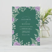 Jade Paarse Blad Bruiloft Kaart (Staand voorkant)