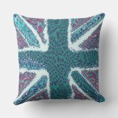 Jade Paarse Union Jack Liquid Art, Wild Animal Kussen (Achterkant)