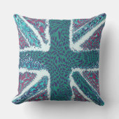 Jade Paarse Union Jack Liquid Art, Wild Animal Kussen (Voorkant)