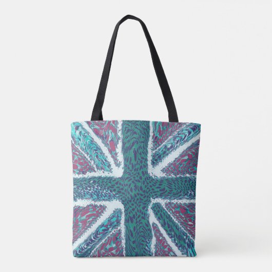 Jade Paarse Union Jack Liquid Art, Wild Animal Tote Bag (Achterkant)