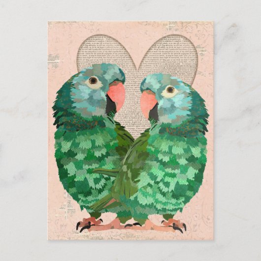 Jade Parrots Heart Briefkaart (Voorkant)