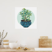 Jade Plant, moderne Waterverf minimalistische kuns Poster (Keuken)