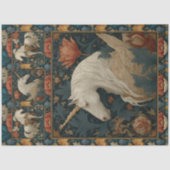  Jade Red William Morris Style Eenhoorn Tissuepapier (Voorkant)