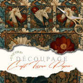 Jade Red William Morris Style Eenhoorn Tissuepapier
