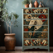 Jade Red William Morris Style Eenhoorn Tissuepapier