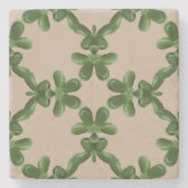 Jade rooster in Beige Stenen Onderzetter (Voorkant)