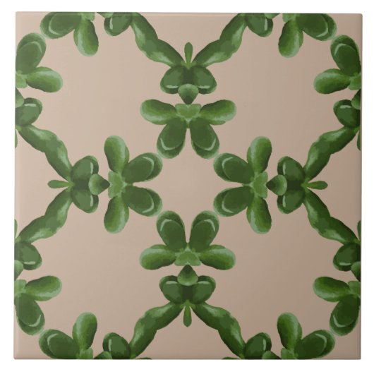 Jade rooster in Beige Tegeltje (Voorkant)