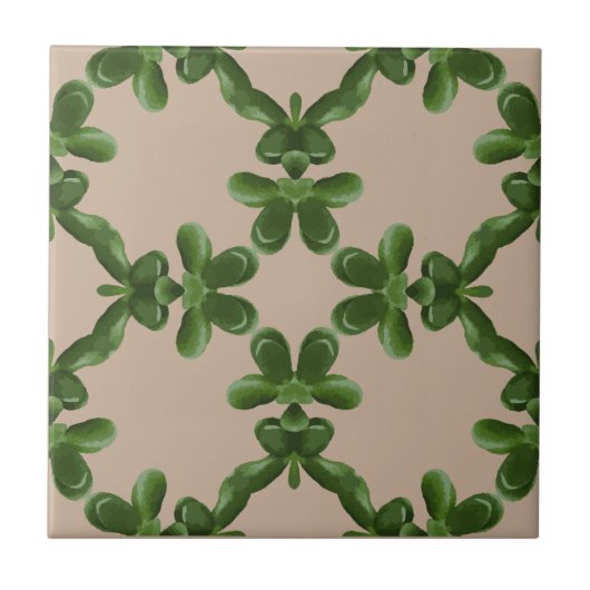 Jade rooster in Beige Tegeltje (Voorkant)