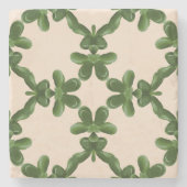 Jade rooster in Crème Stenen Onderzetter (Voorkant)