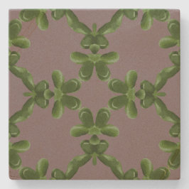 Jade rooster in stoffig lila stenen onderzetter