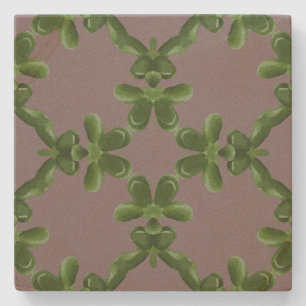Jade rooster in stoffig lila stenen onderzetter
