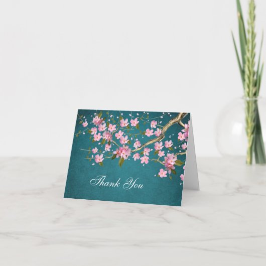 Jade Roze Japanse kersenbloesems Dank u kaarten (Voorkant)