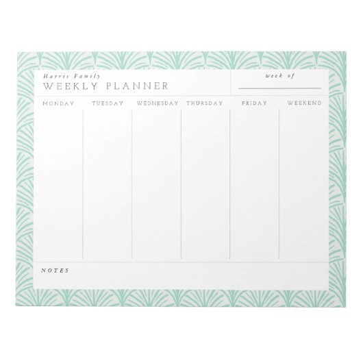 Jade Scallops Family Weekly Planner Notepad Notitieblok (Voorkant)