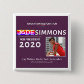 Jade Simmons voor President 2020 Vierkante Button 5,1 Cm (Voorkant)