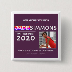 Jade Simmons voor President 2020 Vierkante Button 5,1 Cm