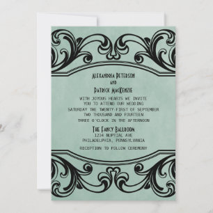 Jade  Swirls Wedding Invite Kaart