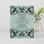 Jade  Swirls Wedding Invite Kaart (Staand voorkant)