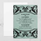 Jade  Swirls Wedding Invite Kaart (Voorkant / Achterkant)