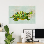 Jade Turtle Azure Art Poster (Thuiskantoor)